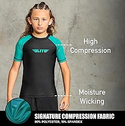 Elite Sports Kids Jiu Jitsu BJJ Rash Guard, Short