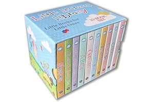 Little Learners 10 Board Book Library Set Includes Counting, Colors, Feelings, Animals, The Wheels on the Bus, Opposites, ABCs, Twinkle Twinkle Little Star, Please & Thank You, and Shapes