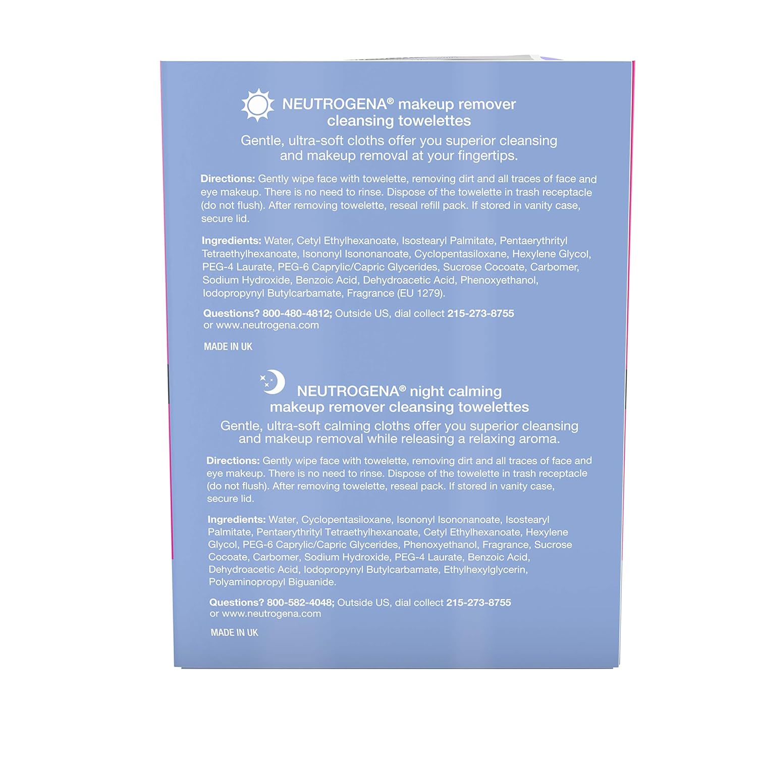 Neutrogena Day & Night Wipes with Makeup Remover Face Cleansing Towelettes & Night Calming Facial Cloths, Alcohol-Free Wipes to Remove Dirt, Oil & Waterproof Mascara, 3 Packs of 25 ct, 75 ct: Beauty
