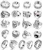 Silver Goth Punk Vintage Rings Set For Men