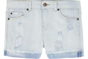 Lucky Brand Girls' Cuffed Jean Shorts, Stretch Denim with 5 Pockets, Mid to High Rise Waist