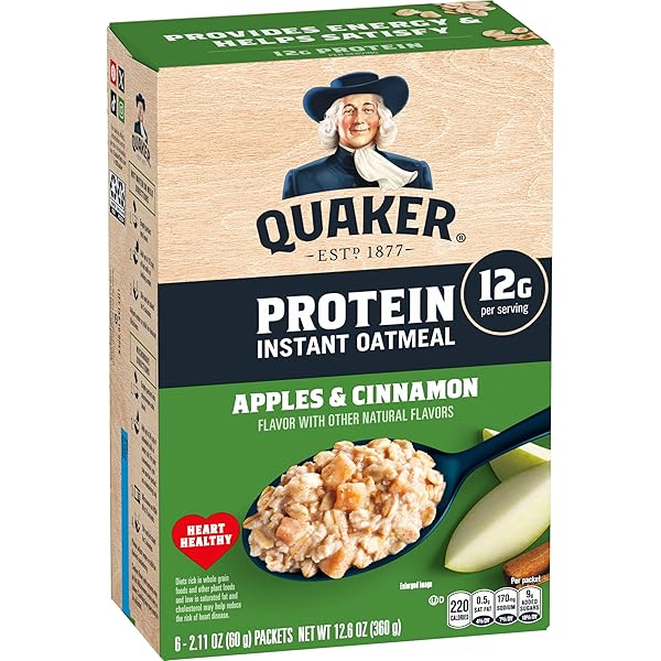QUAKER PROTEIN INSTANT OATMEAL, APPLE CINNAMON, 12G PROTEIN...