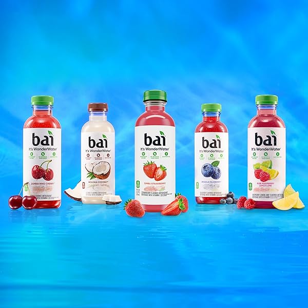 BAI ANTIOXIDANT INFUSED WATER BEVERAGE, ZAMBIA BING CHERRY, WITH VITAMIN C AND NO ARTIFICIAL SWEETENERS, 18 FLUID OUNCE BOTTLE, 12 PACK