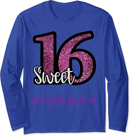 Amazon.com: SWEET 16 BIRTHDAY PARTY LONG SLEEVE CELEBRATION SHIRT: Clothing