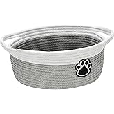 Yeeeasy Dog Toy Basket Small Basket for Storage Cute Baskets for Gifts Empty Small Woven Baskets for Organizing, Grey and White