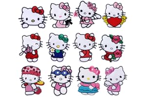 ANUTRION 12 Pcs Cute Cartoon Cat Iron On Patches, Embroidered Appliqué Patches Iron On/Sew On for Clothing, Hats, Backpacks