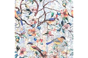Stained Glass Window Privacy Film – Static Cling Decorative Rainbow Window Film, No Adhesive UV Blocking Sun Cling for Bathro
