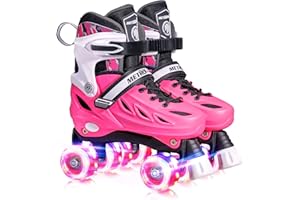 METROLLER Roller Skates for Girls Ages 5-8 8-12 and Boys Teens, Adjustable 4 Sizes for Kids Toddler Rollerskates with Light up Wheels, for Women
