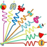 24Pcs Drinking Straws, Pool Party Decorations Supplies Summer Pool Beach Party Favors Crazy Silly Straws for Kids Hawaiian Birthday Goodie Bag Stuffers End of Year Student Gifts Bulk Prizes for Kids