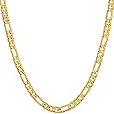LIFETIME JEWELRY 4mm Figaro Chain Necklace 24k Gold Plated for Men Women & Teens