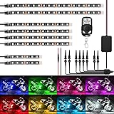 Nilight 8PCS Motorcycle RGB Led Light Kit Waterproof Multi-Color Atmosphere Lights Lamp with 4Key RF Wireless Remote for Harl