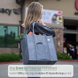 VENO 4 Pack Reusable Grocery Bags with Hard Bottom Front Pocket Gray view 6