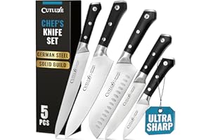 Cutluxe Chef Knife Set, 5 PCS Professional Chef's Knife Set – Razor Sharp German Steel, Full Tang, Ergonomic Handles - Artisa