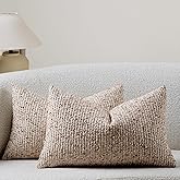 DEZENE Striped Throw Pillow Covers 12x20 Set of 2 Beige Textured Boucle Chic Morden Boho Accent Farmhouse Rectangular Lumbar Decorative Couch Pillow Covers for Home Decor Bed Sofa Living Room