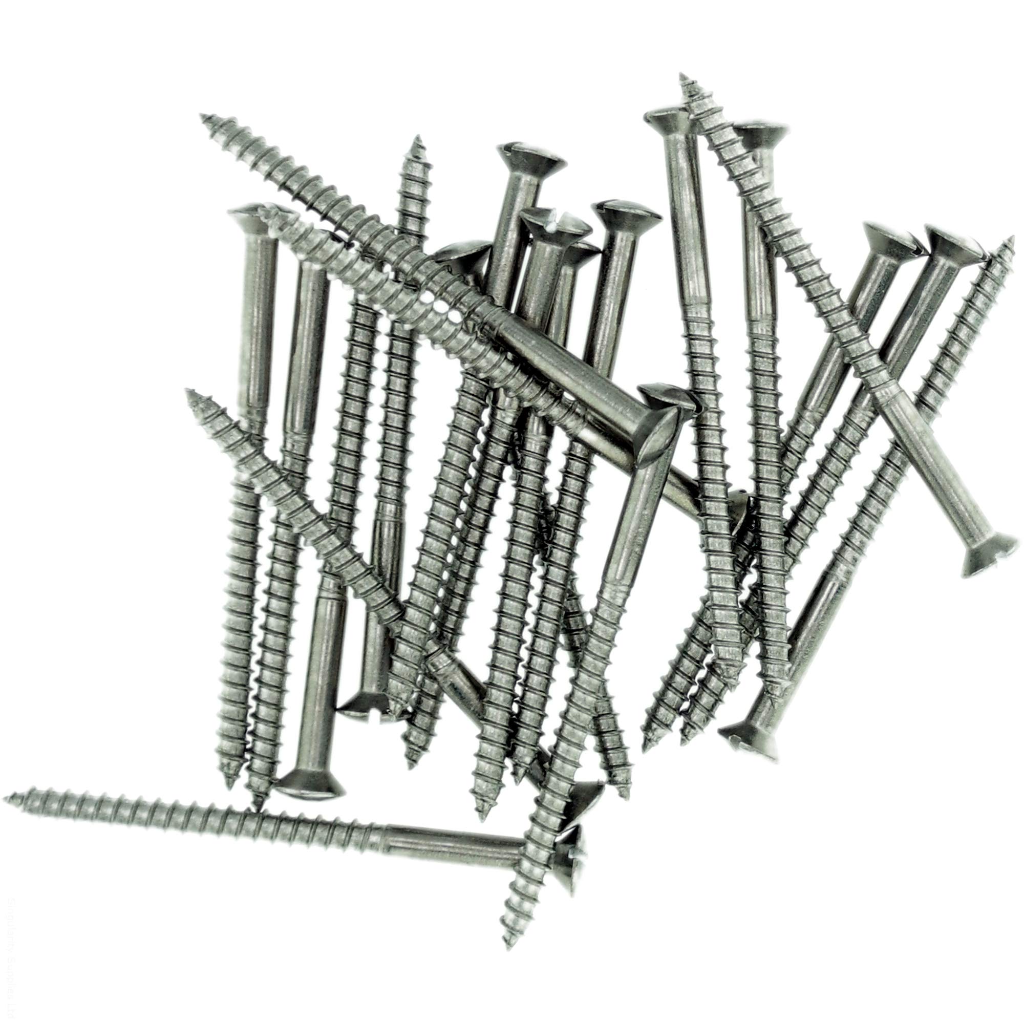 No.8 x 0.98 (4.0mm x 25mm) Slot Raised Countersunk Wood Screw - Stainless Steel (A2) (Pack of 20)