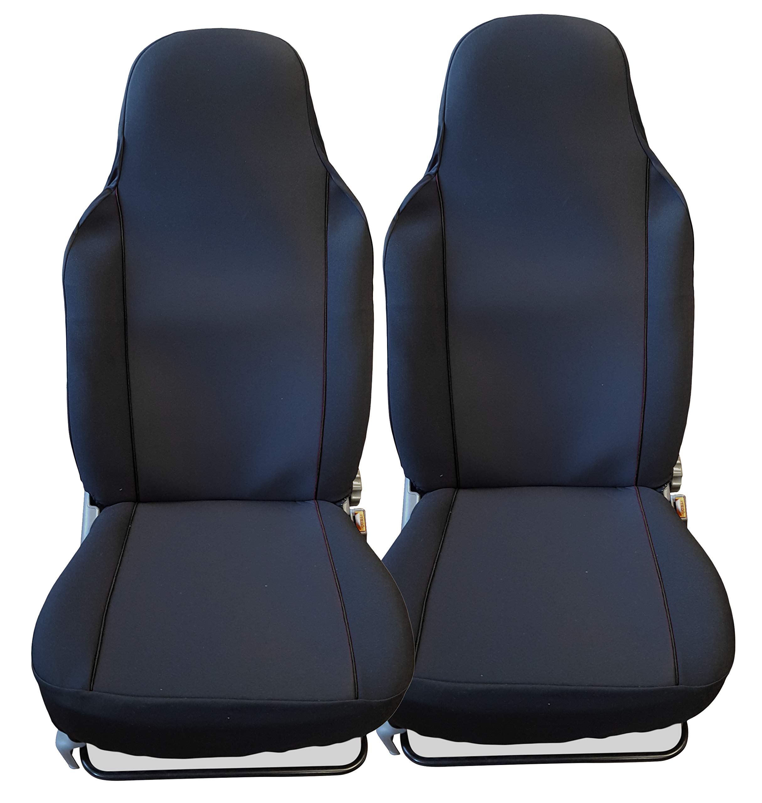 Carseatcover-UK Luxury Universal Car Seat Covers Front Pair, Car Seat Protector, Black with Black Trim, Heavy Duty Fabric