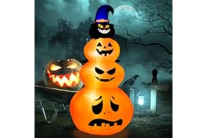 JJYEE 7.5 FT Halloween Inflatables Outdoor Decorations -Blow Up Pumpkin&Cat Halloween Yard Decorations,Build-in LED Lights Décor for Halloween Lawn Garden Holiday Party