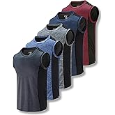 Liberty Imports Pack of 5 Men's Stretch Cool Dry Muscle Tank Tops Athletic Crewneck Sleeveless Workout Shirts