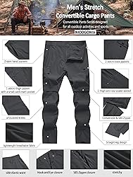 Mens Hiking Convertible Pants Waterproof