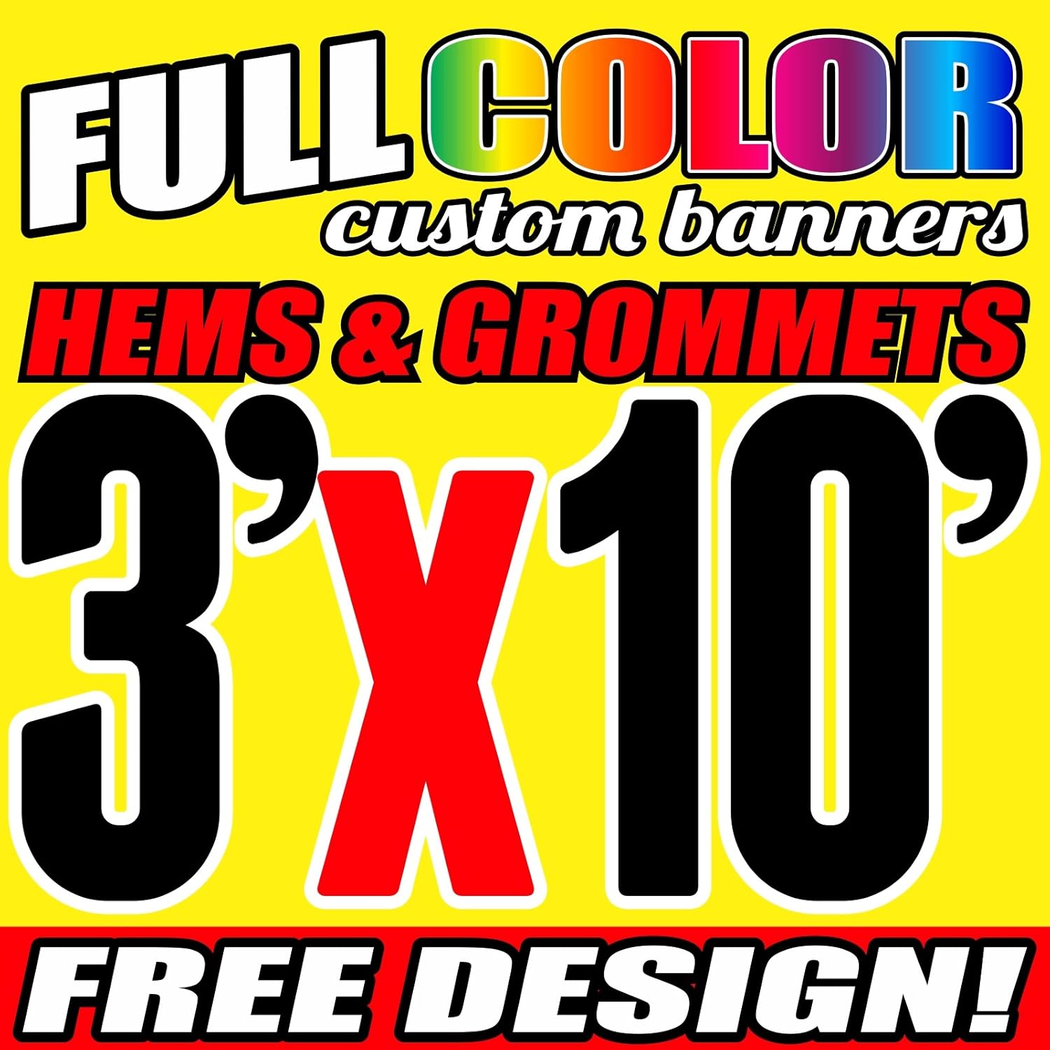 Amazon Com 3 X 10 Full Color Printed Custom Banner 13oz Vinyl