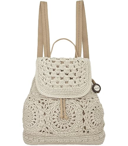 Geo Sling Backpack In Crochet, Single Backpack Strap, Ecru :o) Single Strap Backpack The Sak Geo Sling Backpack - Hand  main image 3