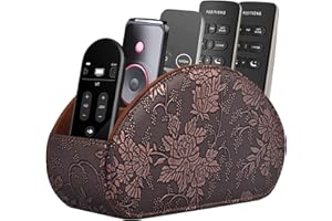 RHCSZ Leather Remote Control Holder TV Remote Caddy Store Box, Bedside Table Organizer for Controller, Media Player, Brush, Glasses, Note Paper and Pen Storage(Retro)