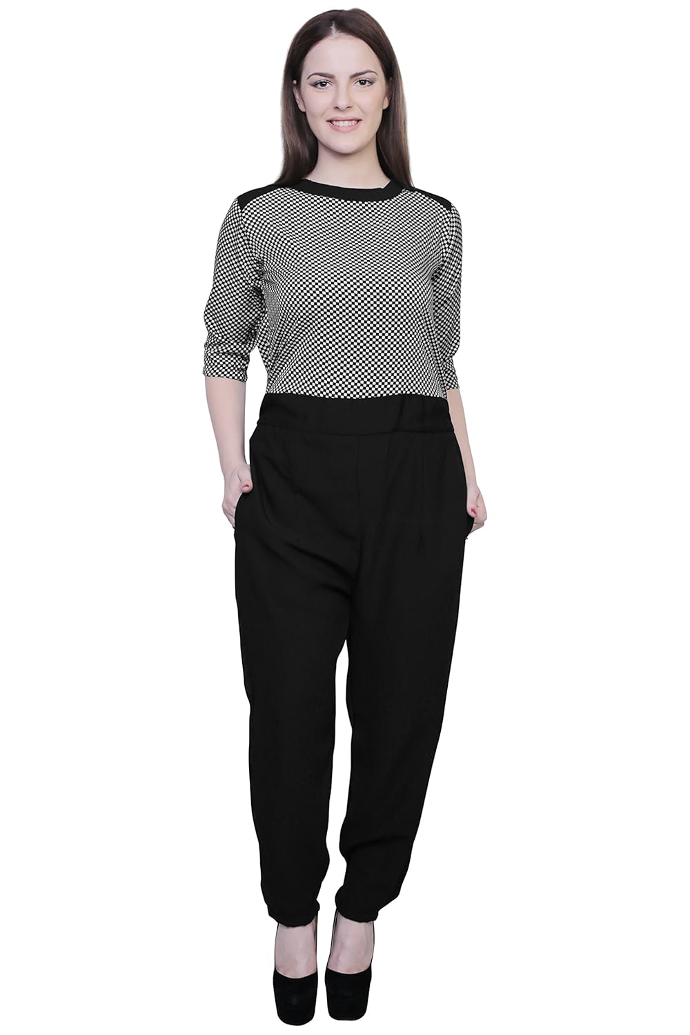 shyammc comfortable for wearing printed black color crepe jumpsuit dress for women's