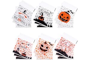 KUUQA 200 Pcs Halloween Candy Bag Clear Self Adhesive Cellophane Treat Bags for Halloween Party Gift Supplies Homemade Craft