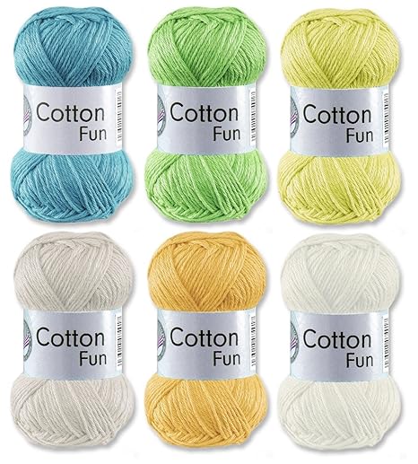 Gründl Cotton Fun Häkelgarn Schulgarn 100% Baumwolle SET Pastell Mischung 6 Stück 300 Gramm