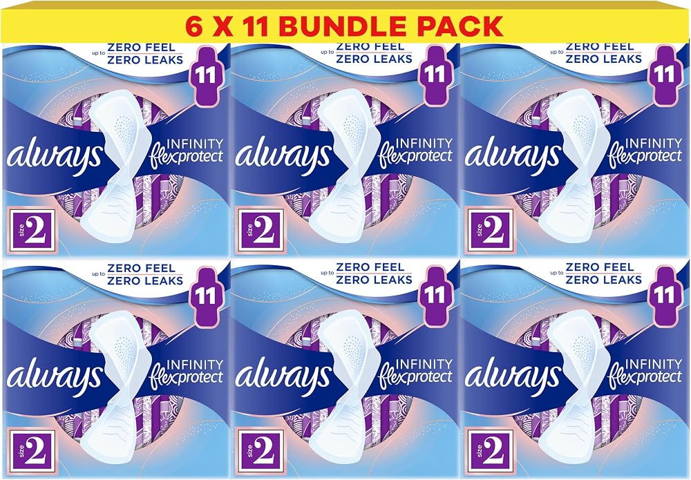 Always Always Infinity FlexProtect Sanitary Towels Size 2 Long Wings 6 Packs