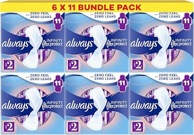 Always Always Infinity FlexProtect Sanitary Towels Size 2 Long Wings 6 Packs