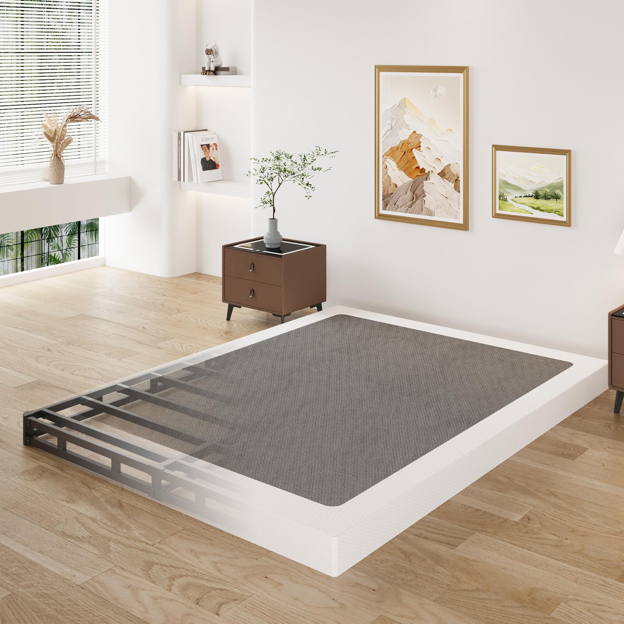 Lutown-Teen 3 Inch King Box Spring Low Profile, Heavy Duty Metal King ...