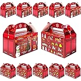TEASIK 24-Pack Christmas Gift Boxes with Handle,Santa Snowman Tree Pattern Party Favors Treat Candy Cookie Boxes for Xmas Decorations and Party Supplies(5.9 x 3.5 x 5.5 Inch)