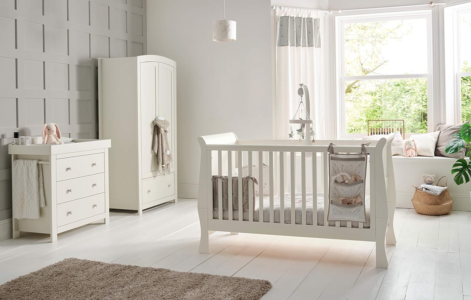 Mamas & Papas Mia Sleigh 3 Piece Nursery Furniture Set with Cot Bed and
