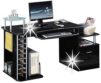 SixBros. Computerschreibtisch Hochglanz Schwarz - S-202A/736