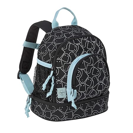 LÄSSIG Kinderrucksack mit Brustgurt Jungen Kindergartentasche Kindergartenrucksack / Mini Backpack, Spooky, Schwarz