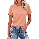 MAGCOMSEN Women's Cotton T-Shirts Short-Sleeve Shirts Crew-Neck Tops Classic-Fit Breathable Casual Summer Tees