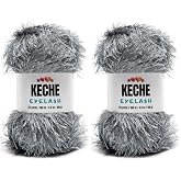 Eyelash Fun Fur Yarn - Premium Soft Crochet Yarn DIY Hand Knitting 100% Polyester 175 Yds 3.53 Oz (Pack of 2) - Dark Grey