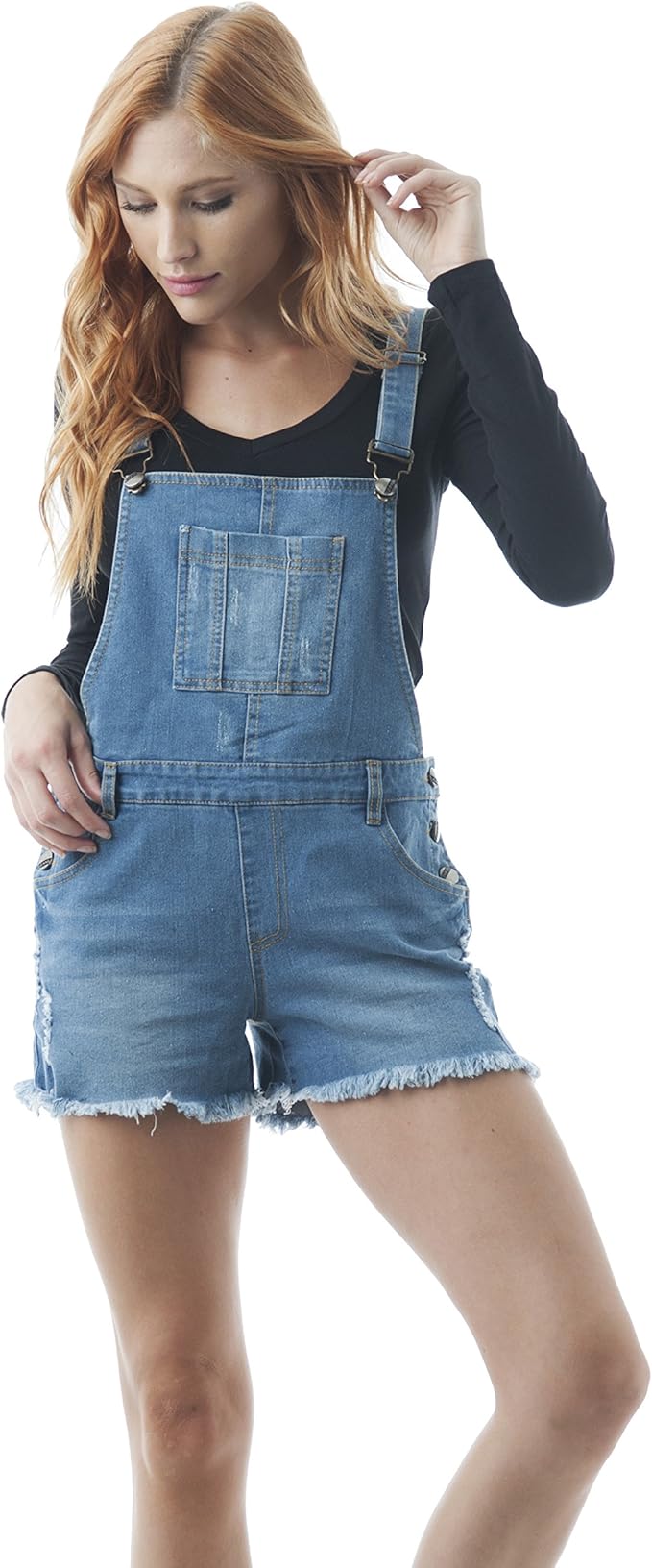 hali distressed overall shorts