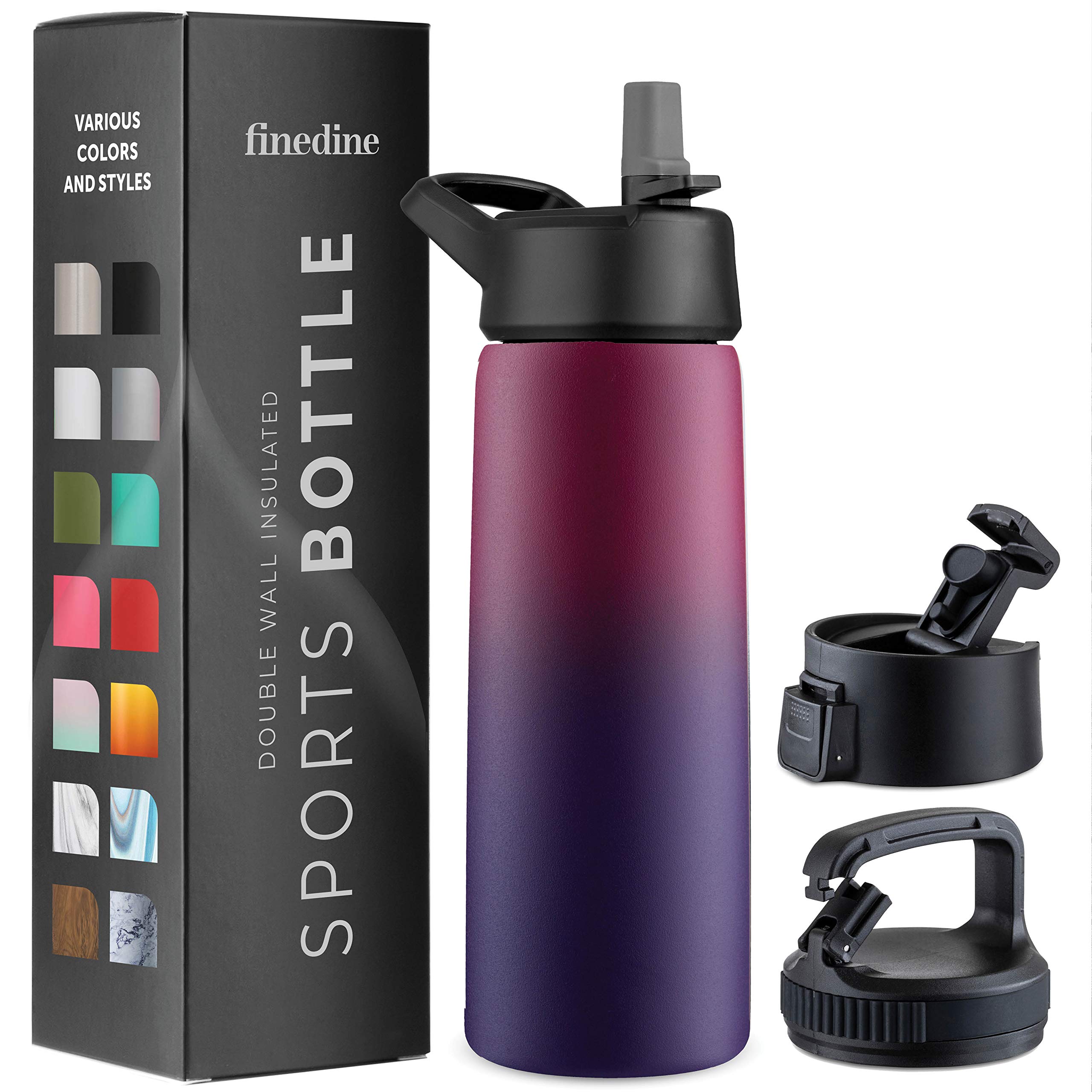Triple Insulated Stainless Steel Water Bottle with Straw Lid - Flip Top Lid - Wide Mouth Cap (750 ML) Insulated Water Bottles, Keeps Hot and Cold - Great for Hiking & Biking (Dreamy Purple)