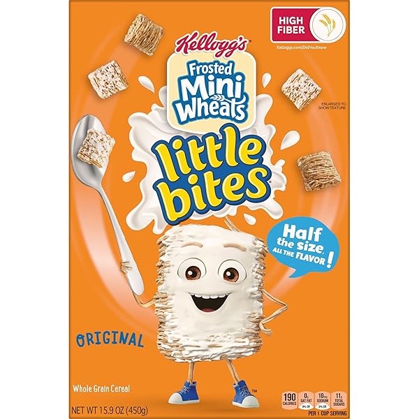 KELLOGG’S LITTLE BITES FROSTED MINI-WHEATS BREAKFAST CEREAL, KIDS CEREAL, FAMILY BREAKFAST, ORIGINAL, 15.9OZ BOX (1 BOX)