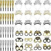 Dfqsofd 48Pcs 2026 New Years Eve Party Supplies, Headband Tiara, Fringed Noise Makers, New Year Glasses 2026 Happy New Year Party Decorations