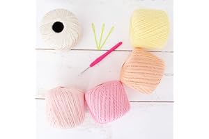 100% Pure Cotton Crochet Thread Set by Threadart - Size 3 - Pastel Colors - Five 50g Balls