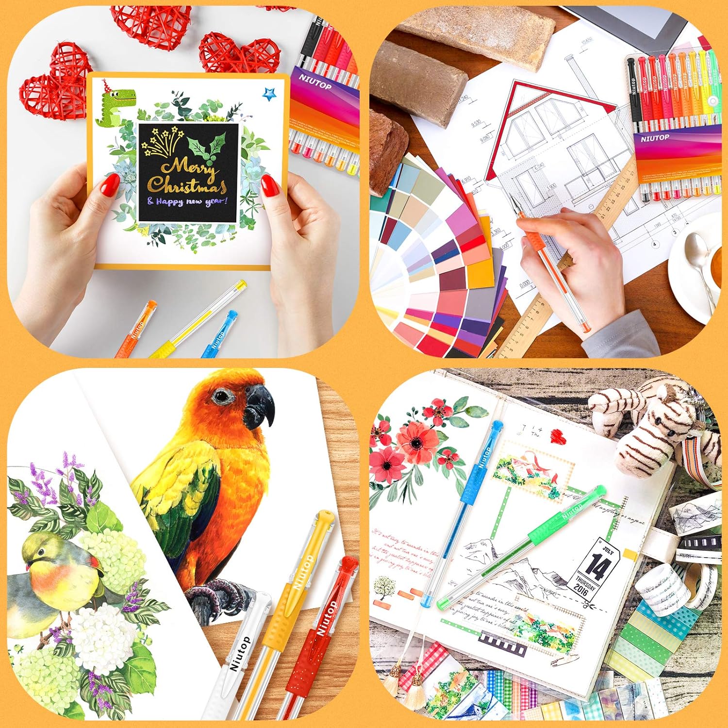 Gel Pens for Adult Coloring Books, 32 Colors Gel Marker Set Colored Pen with 40% More Ink for Kids Drawing, Doodling, Bullet Journaling, Crafts Scrapbooks and Taking Note : Office Products