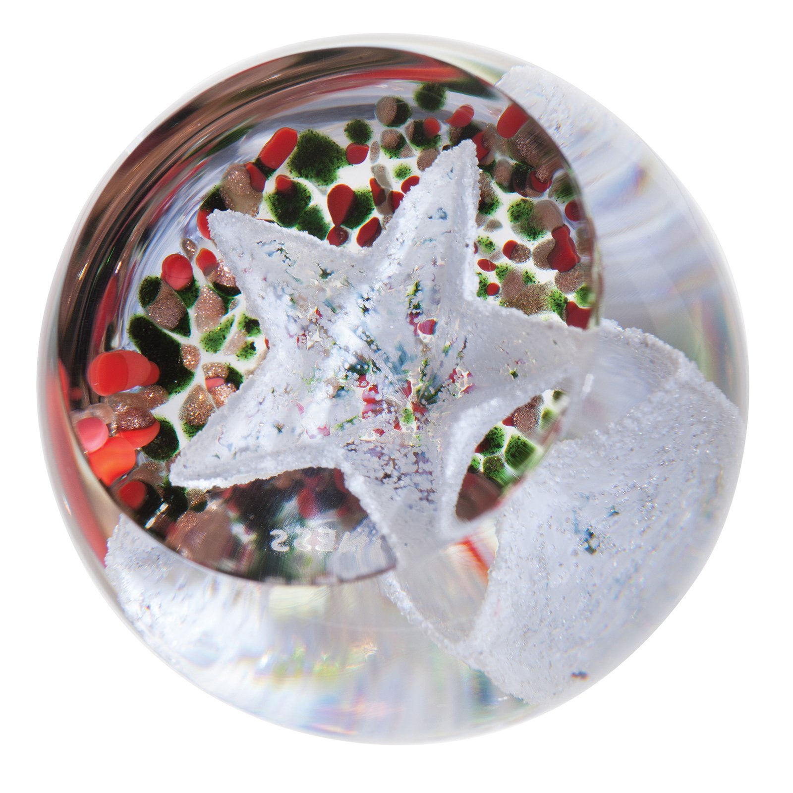 Caithness Glass Frostings Star Paperweight | Multi-Coloured | 50mm x 50mm | Handcrafted in Scotland | Handmade Glass Paperweight | Beautifully capturing the essence of Christmas | Ornamental | Boxed