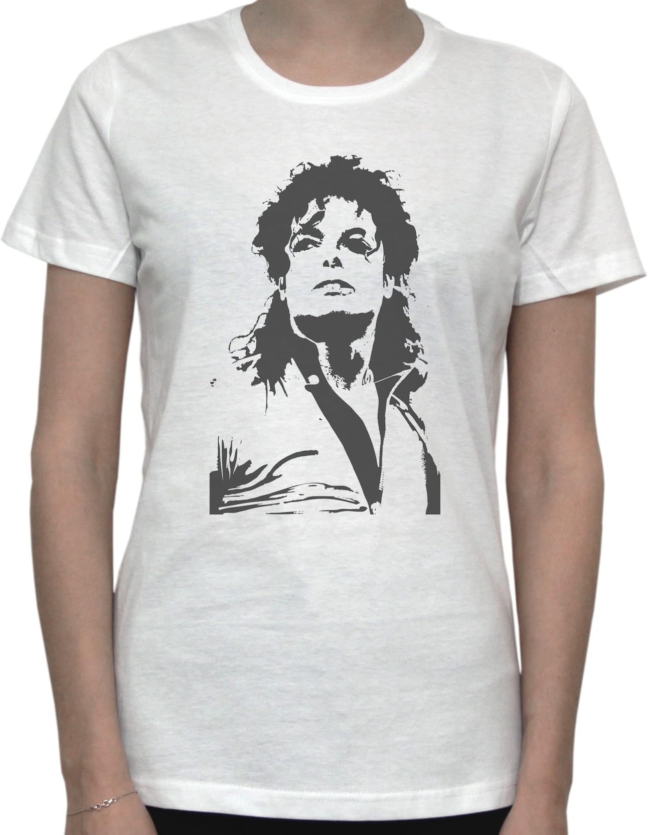 Dream Drunk Michael Jackson Fan Art Black and White Graphics Women's T-Shirt Large