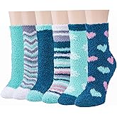 Plush Slipper Socks Women - Colorful Warm Fuzzy Crew Socks Cozy Soft for Winter Indoor