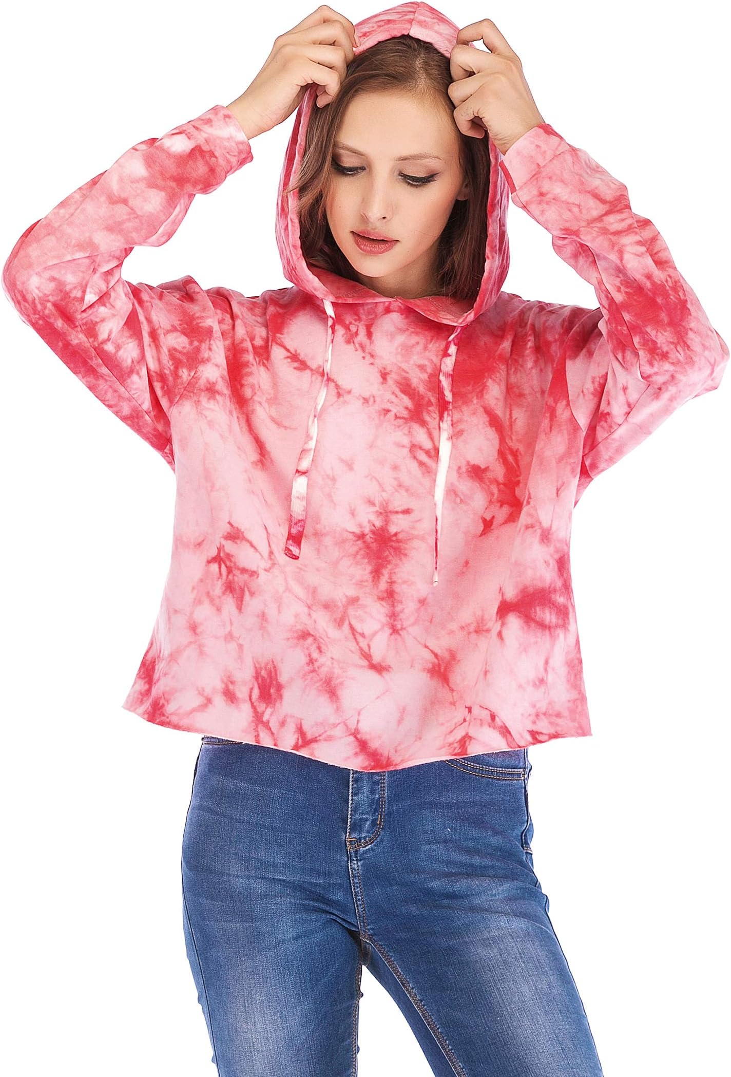 Eanklosco Women's Pullover Drawstring Tie Dye Hoodie Long Sleeve
