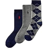 POLO RALPH LAUREN Boys' Argyle Pattern Dress Cotton Crew Socks (3-Pair)