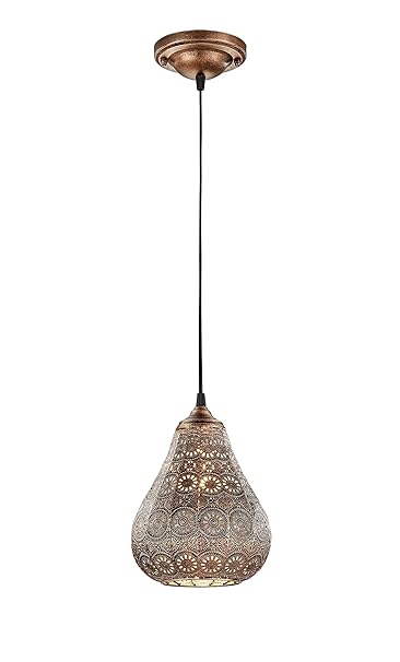 Trio Leuchten Vintage Jasmin Pendelleuchte Metall Kupfer antik